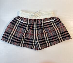 BURBERRY Girls Pale Rose Checkerboard Stretch Cotton Jacquard Shorts, Size 18 M
